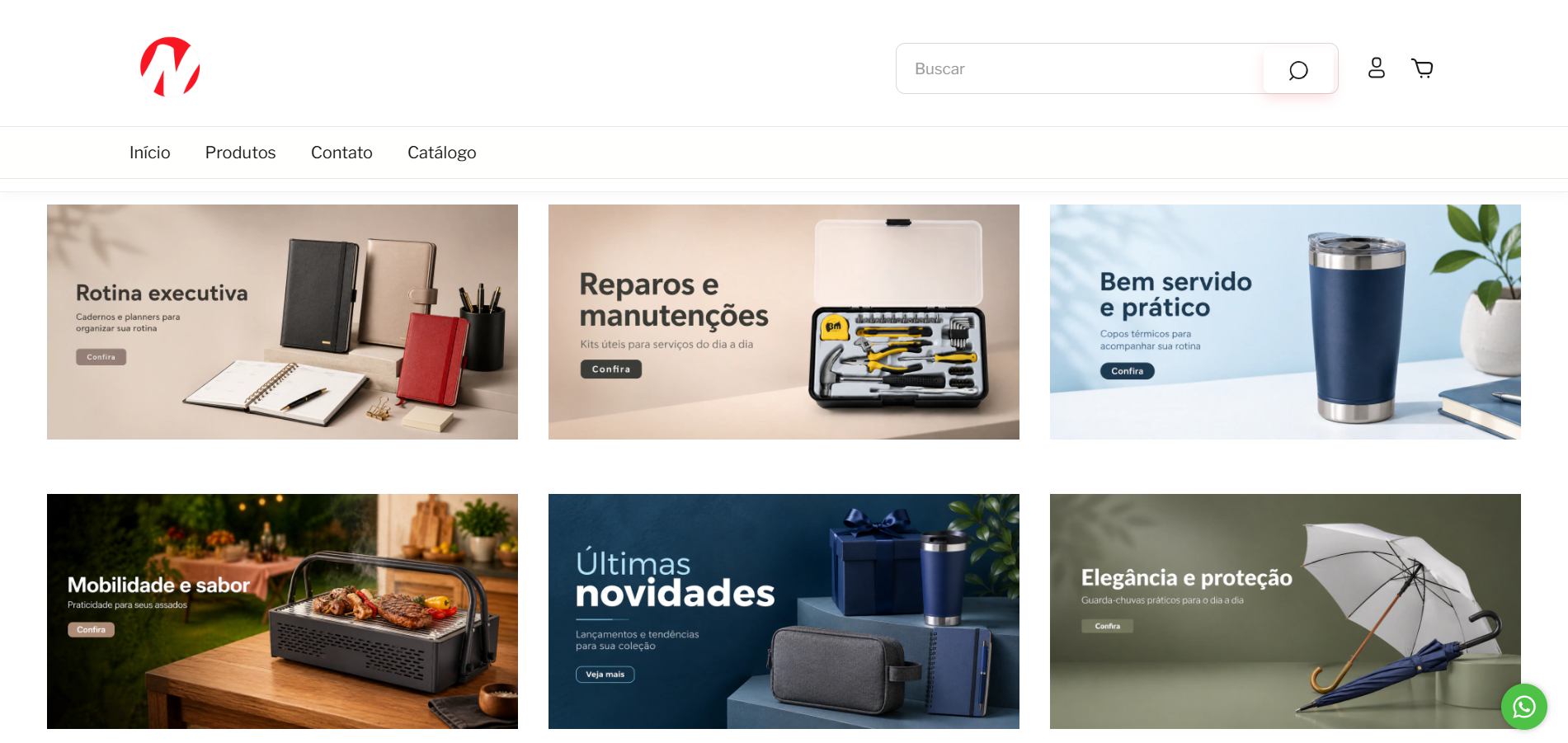 Categorias de brindes da loja Nova Destak