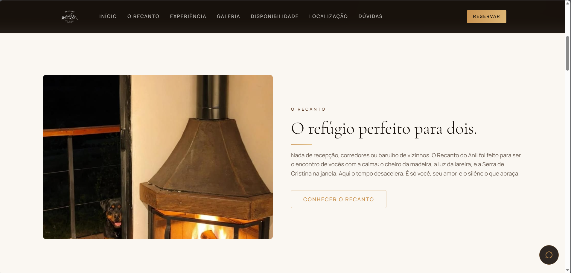 Seção de apresentação do Recanto do Anil