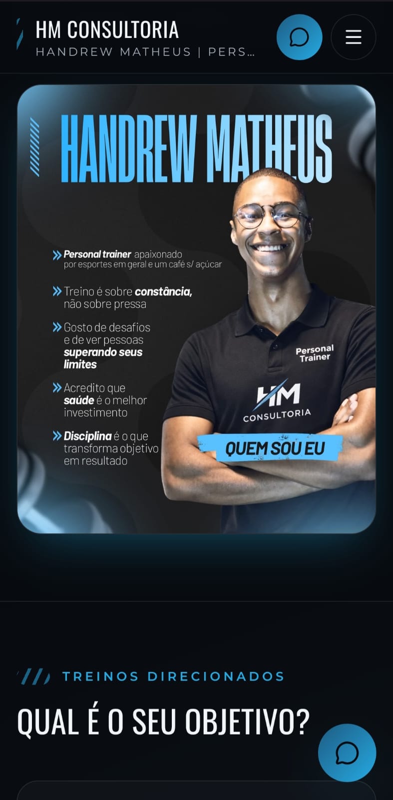 Apresentação de Handrew Matheus exibida em um celular